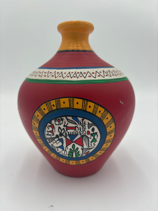 Handcrafted Artisan Pottery Vase - 7x5 Inches, Made in India