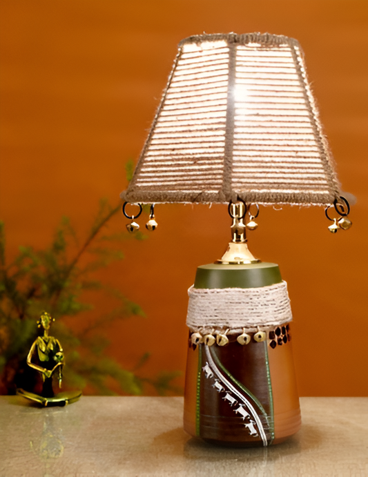 TERRACOTTA DESIGNER WARLI ART TABLE LAMP