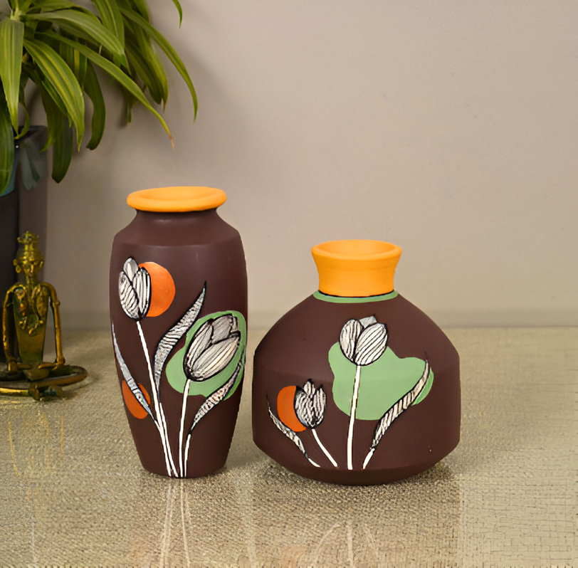 AUTUMM HUES TERRACOTTA FLOWER VASE SET OF 2